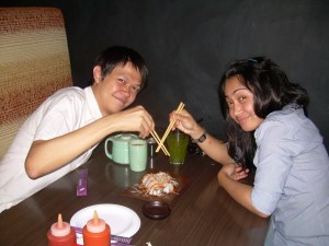 Fighting over salmon sushi