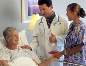 Patient, nurse and doctor